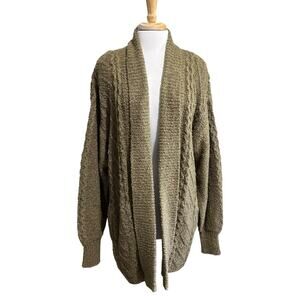 Western Connection Chunky Khaki Green Long Sleeve Cardigan Sweater w/Pockets L
